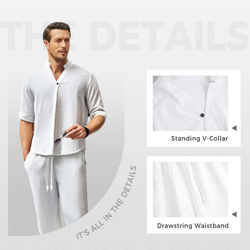 🎉BIG SALE🎉Men's Trendy Cotton Linen Top & Pants Two-Piece Set