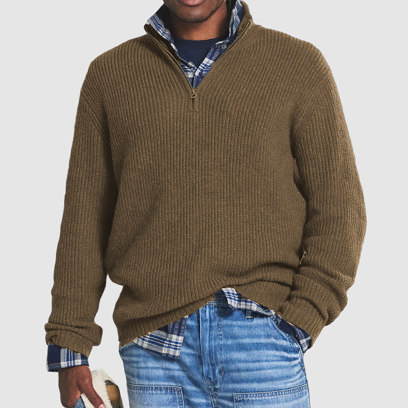 👔Men's Business Casual Zipper Sweater🚆Smooth Anti-Pill Knit, Tailored Fit & Stretch for Comfort (Machine Washable)