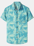 Men‘s Tropical Print Hawaiian Pocket Casual Short Sleeve Shirts