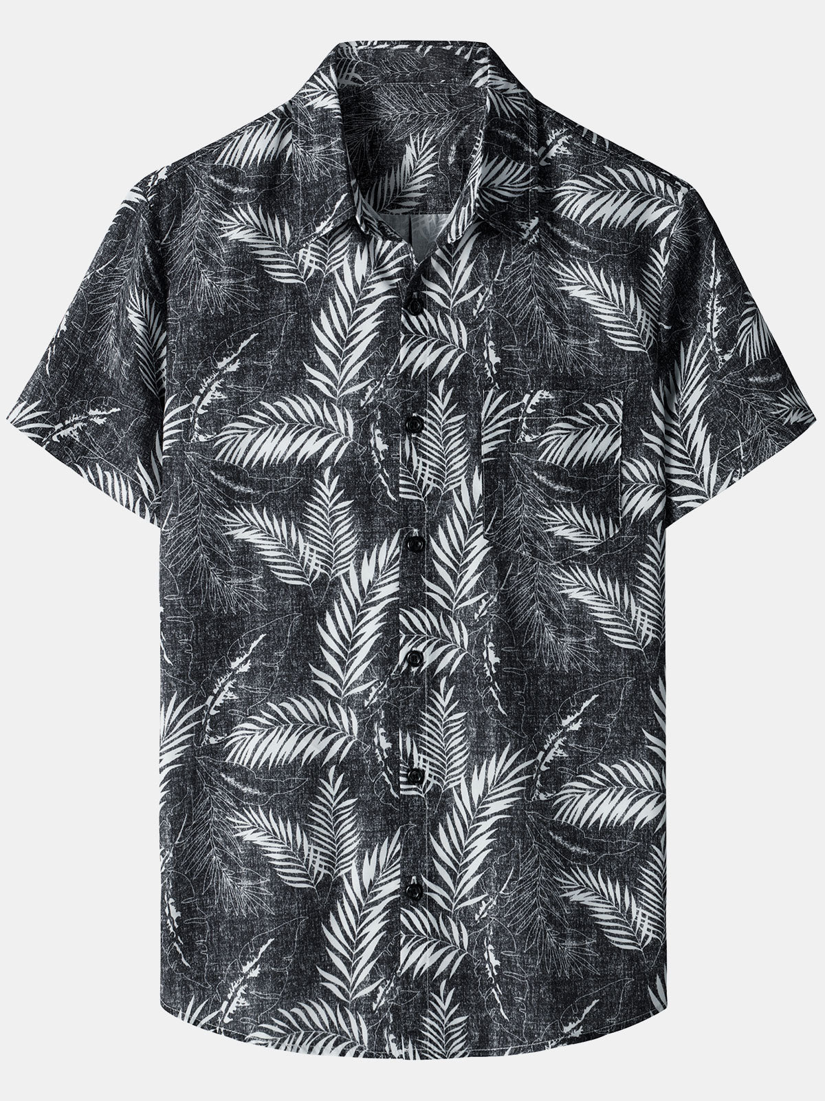 Men‘s Tropical Print Hawaiian Pocket Casual Short Sleeve Shirts