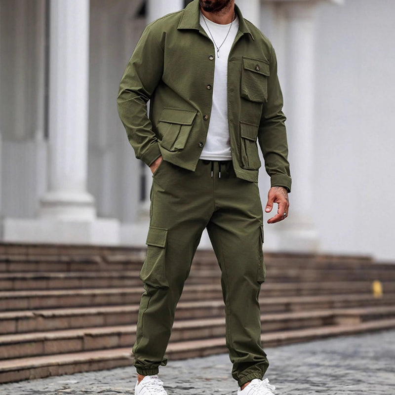 🔥Free Shipping🔥Retro Jacket & Cargo Pants 2-Piece Set