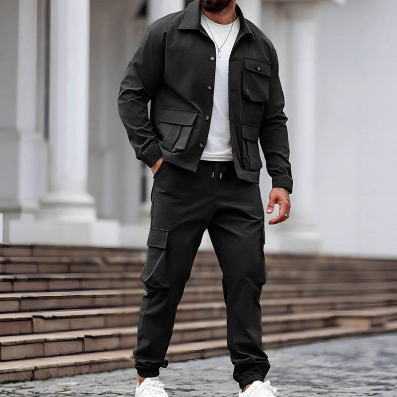 🔥Free Shipping🔥Retro Jacket & Cargo Pants 2-Piece Set