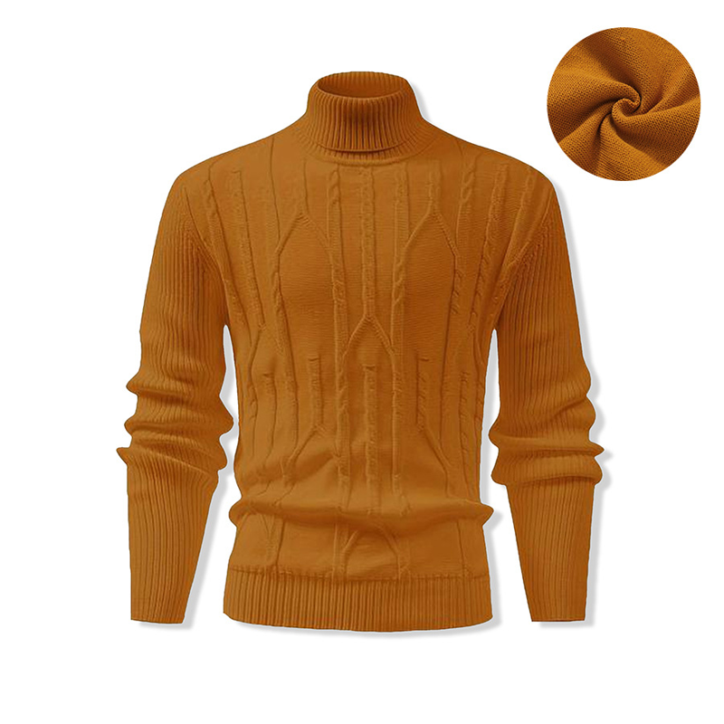 Men's Casual Cable Knit Turtleneck Pullover Sweater