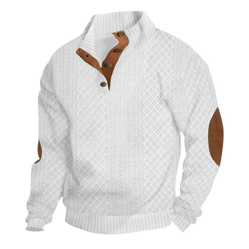 📢📢50%  OFF !! ⏰Men's Textured Jacquard Collared Sweatshirt