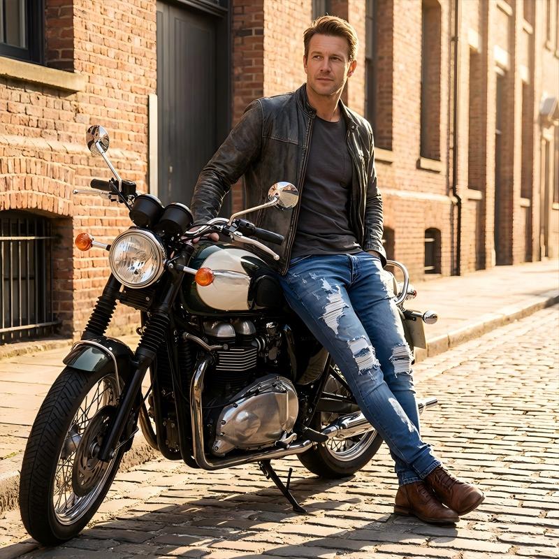 👖60% OFF! 🔥 Stylish Distressed Skinny Jeans for Men – Slim Tapered Fit, Breathable Cotton & Edgy Ripped Details
