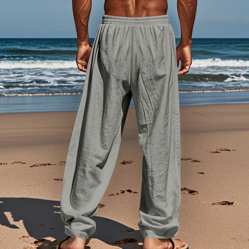 Men's Trendy Linen Loose Fit Pants with Pockets