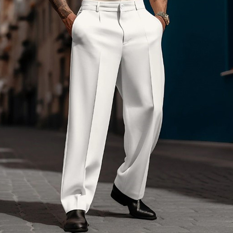 Men’s Casual Pleated Wide-Leg Pants