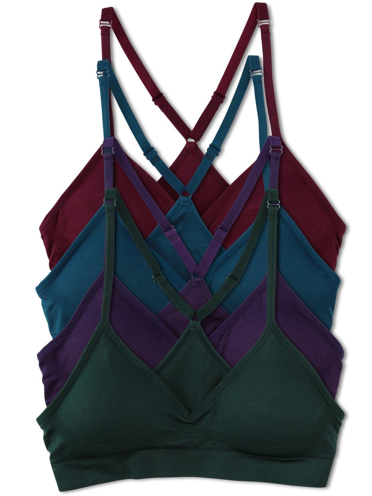4-Pack Racerback Sports Bra V Neck for Women